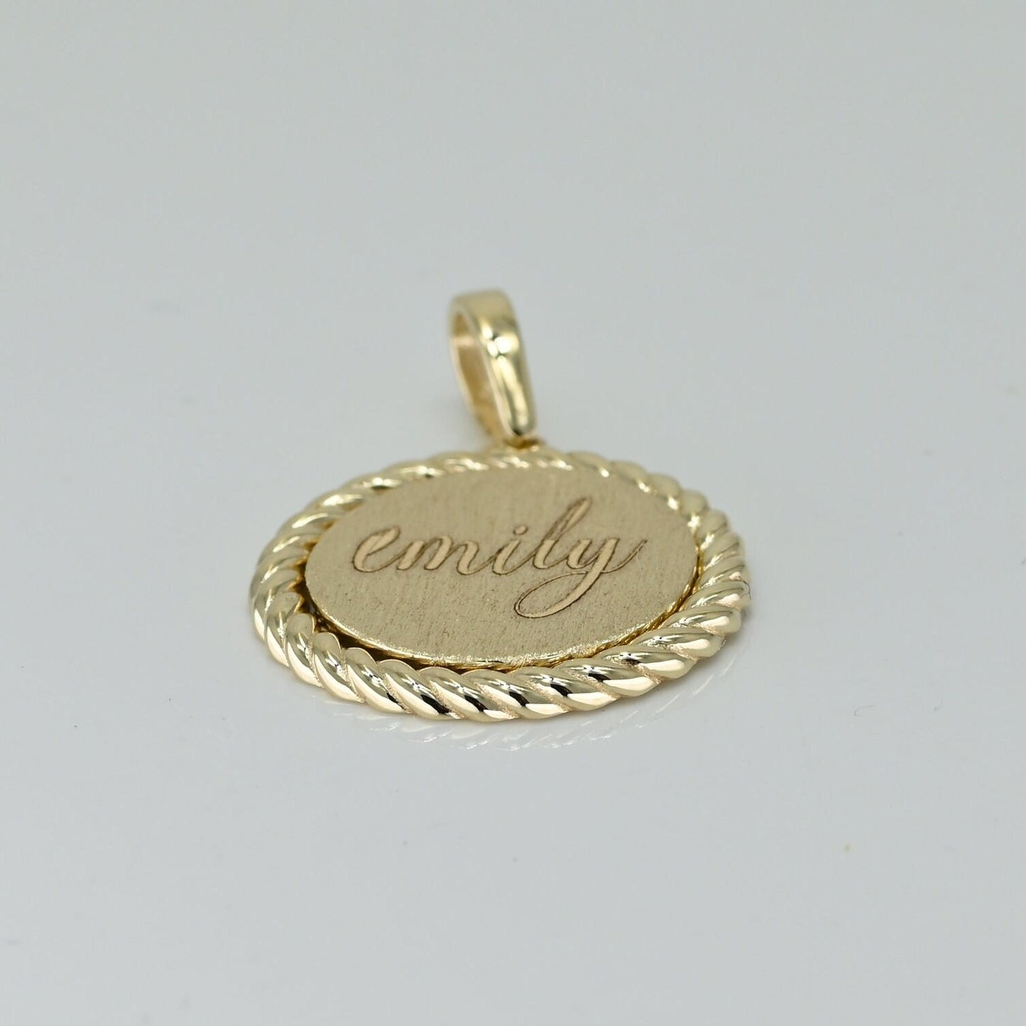 Solid Gold Engravable Disc Charm, Real Gold Premium Disc Pendant, Premium Charm Necklace, Handmade Fine Jewelry by Selanica