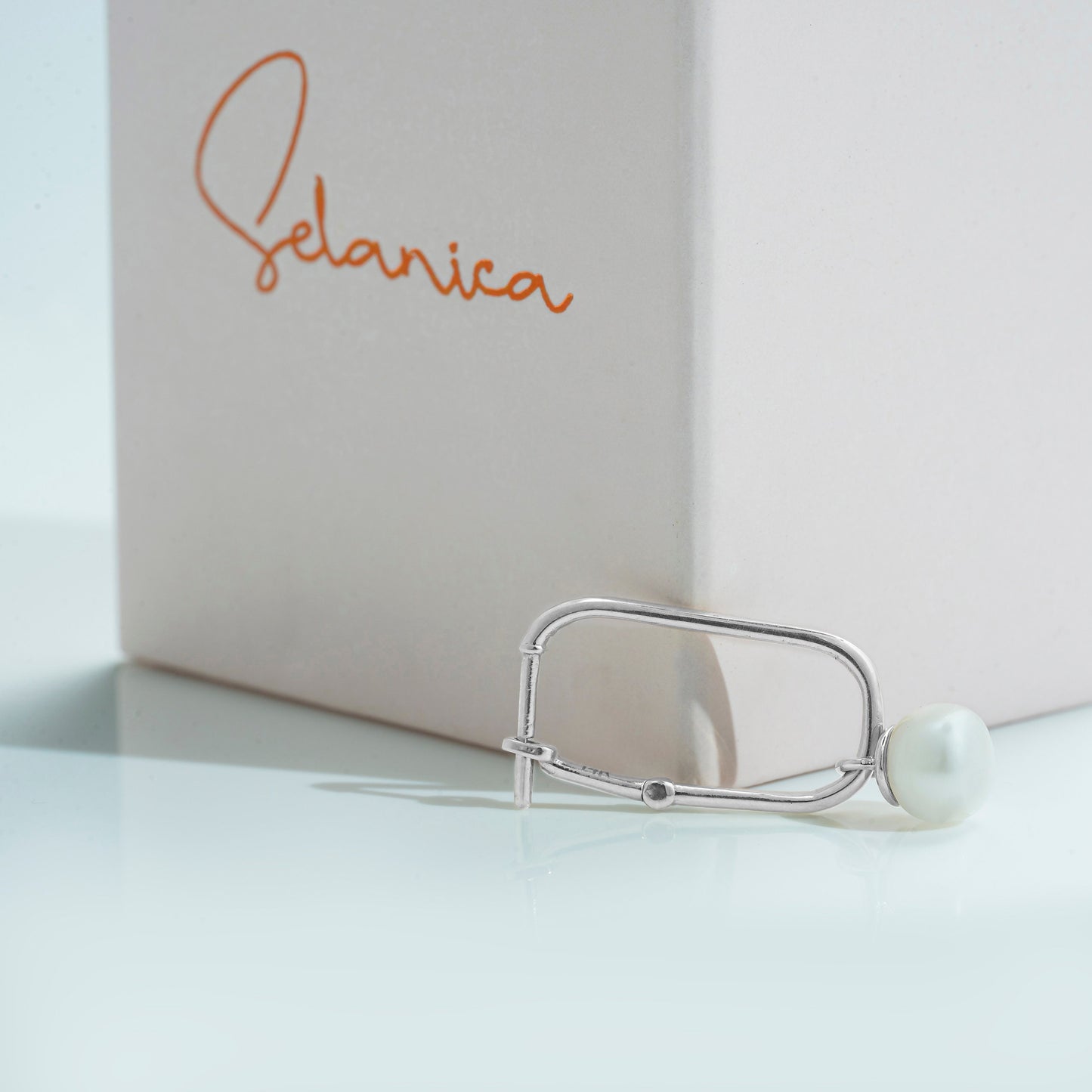 Solid Gold Dangle & Drop Pearl Hoop Earrings, Real Gold Pair of Natural Pearl Earrings, Handmade Fine Jewelry By Selanica