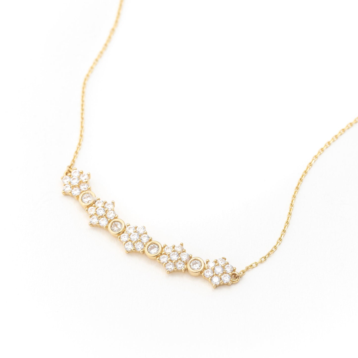 Solid Gold Floral Design Necklace, Real Gold Cluster Pendant, Premium Necklace For Her, Handmade Fine Jewelry by Selanica