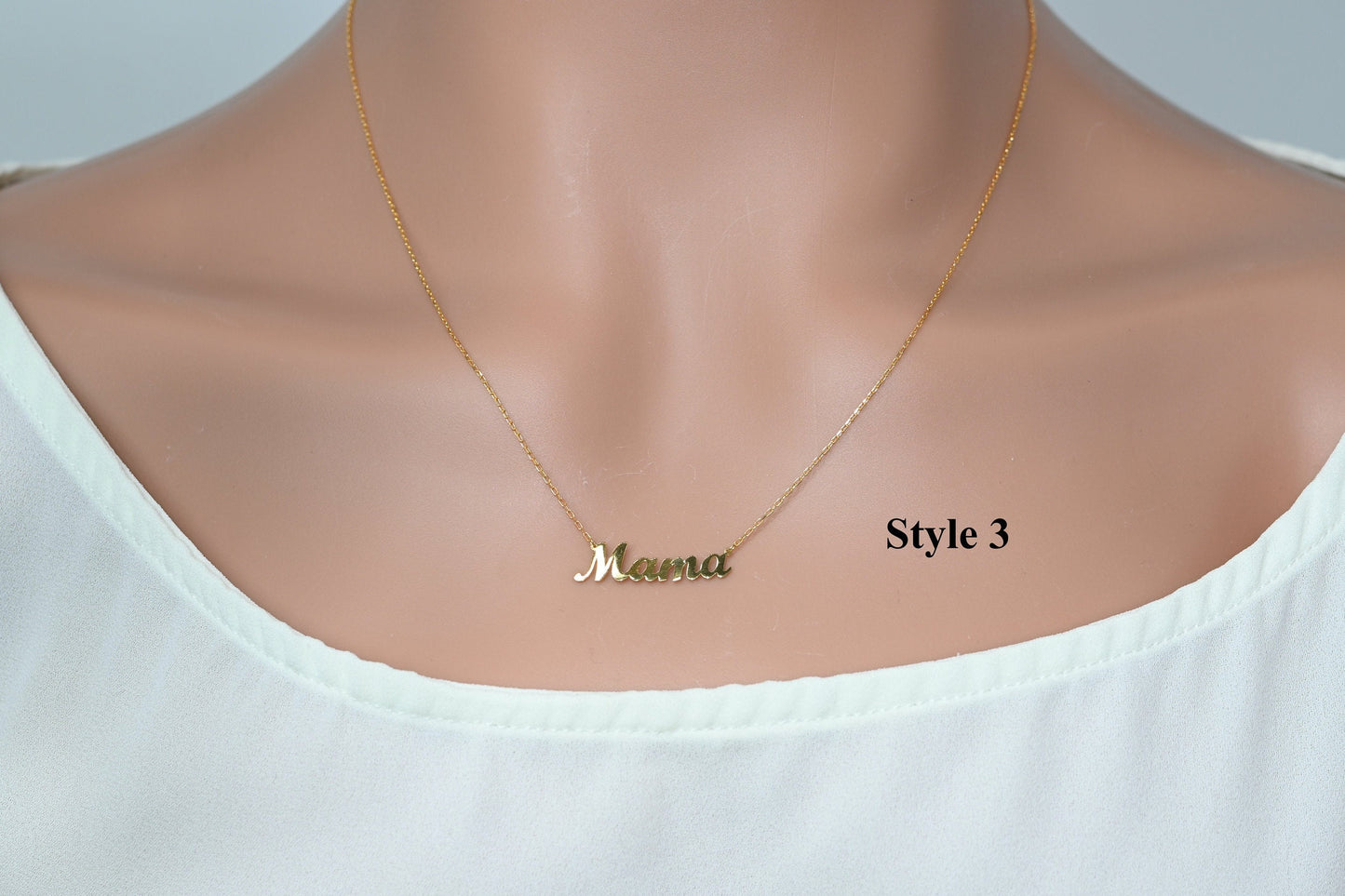 Solid Gold MAMA Necklace / Real Gold Dainty Mama Necklace / Handmade Necklace For Mom / Mothers Day Gift By Selanica