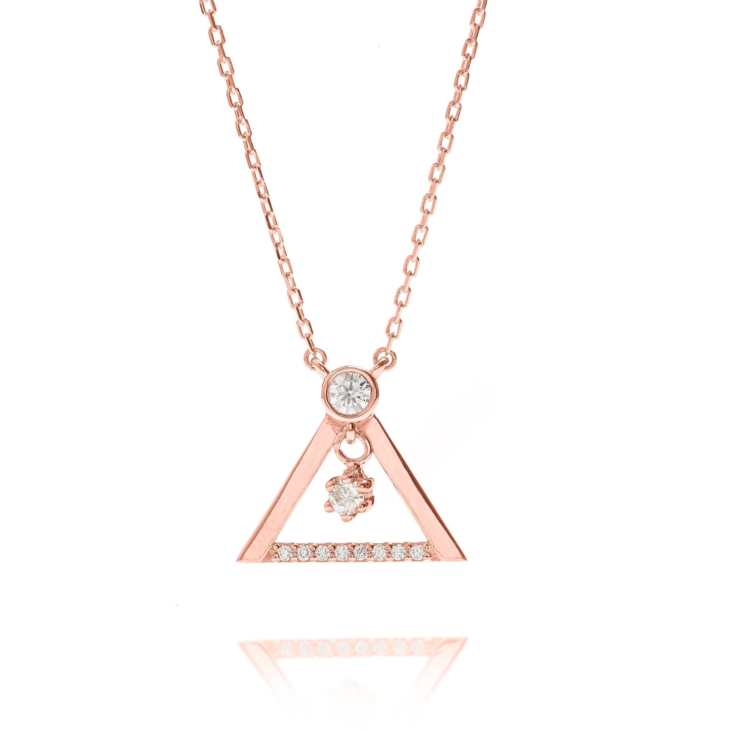 Solid Gold Open Triangle Necklace, Real Gold Premium Trigon Charm Necklace, Handmade Fine Jewelry by Selanica