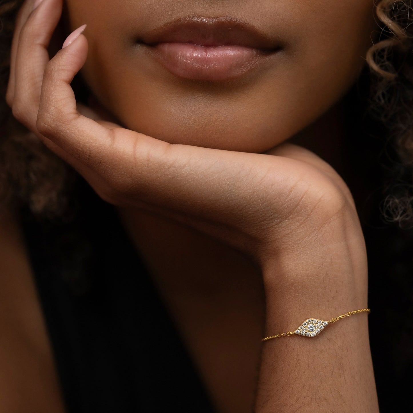 Solid Gold Evil Eye Bracelet, Real Gold Premium Eye Bracelet For Her, Handmade Fine Jewelry by Selanica