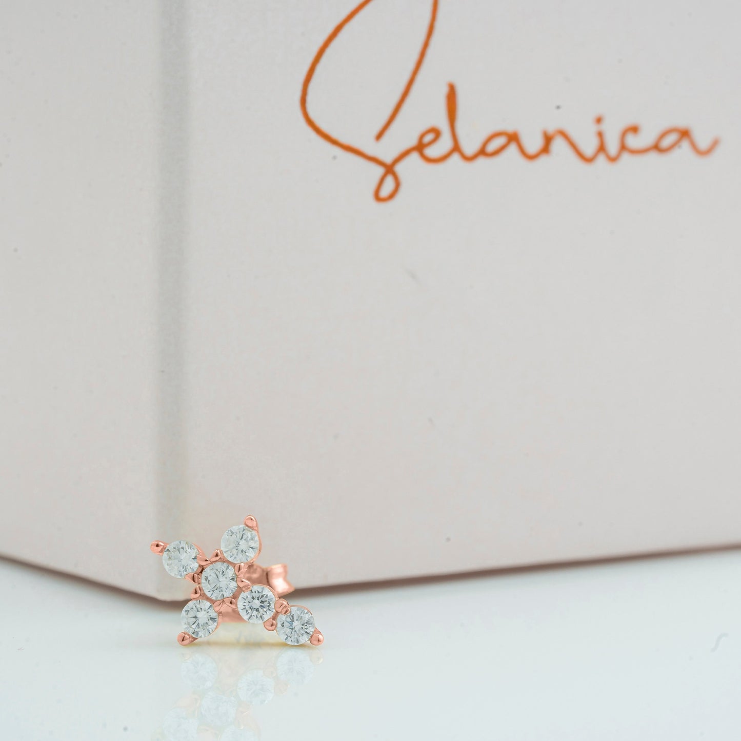 Solid Gold Cross Stone Earrings, Premium Pair of Cross Studs, Handmade Fine Jewelry By Selanica