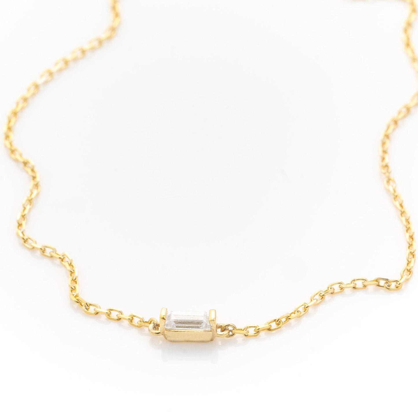 Solid Gold Dainty Baguette Bracelet, Real Gold Premium Bracelet For Her, Handmade Fine Jewelry by Selanica
