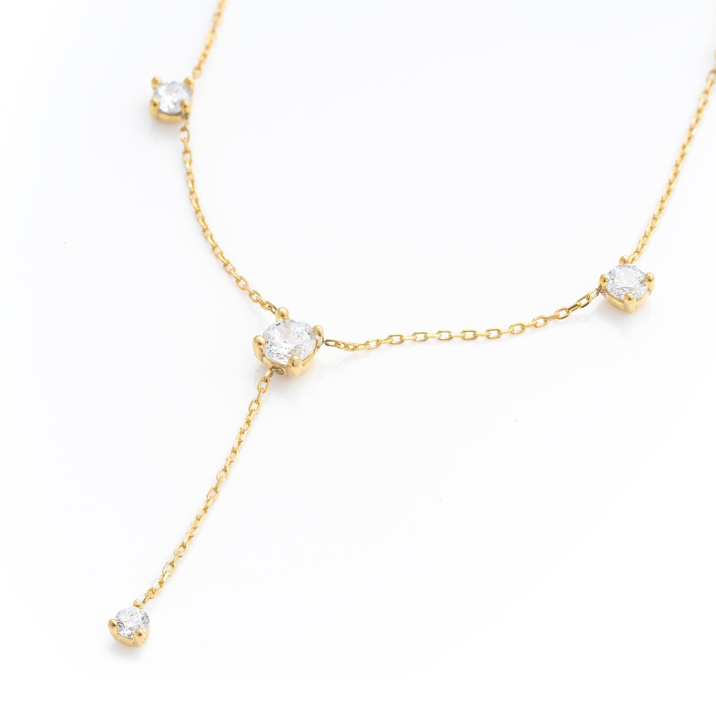 Solid Gold Lariat Necklace, Real Gold Dainty Y Necklace, Premium Lariat Necklace For Her, Handmade Fine Jewelry by Selanica