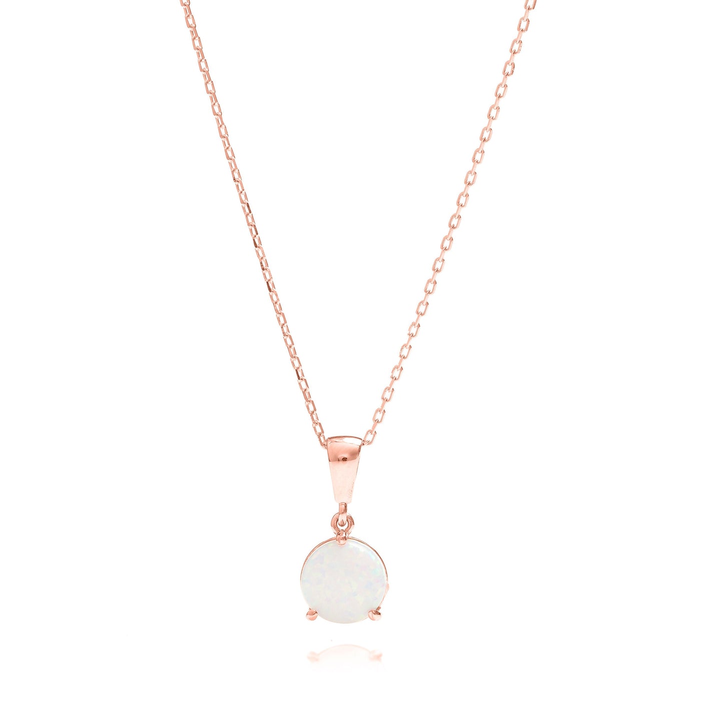 Solid Gold Opal Necklace, Real Gold Dainty Opal Pendant, October Birth Stone Necklace, Premium Handmade Fine Jewelry by Selanica