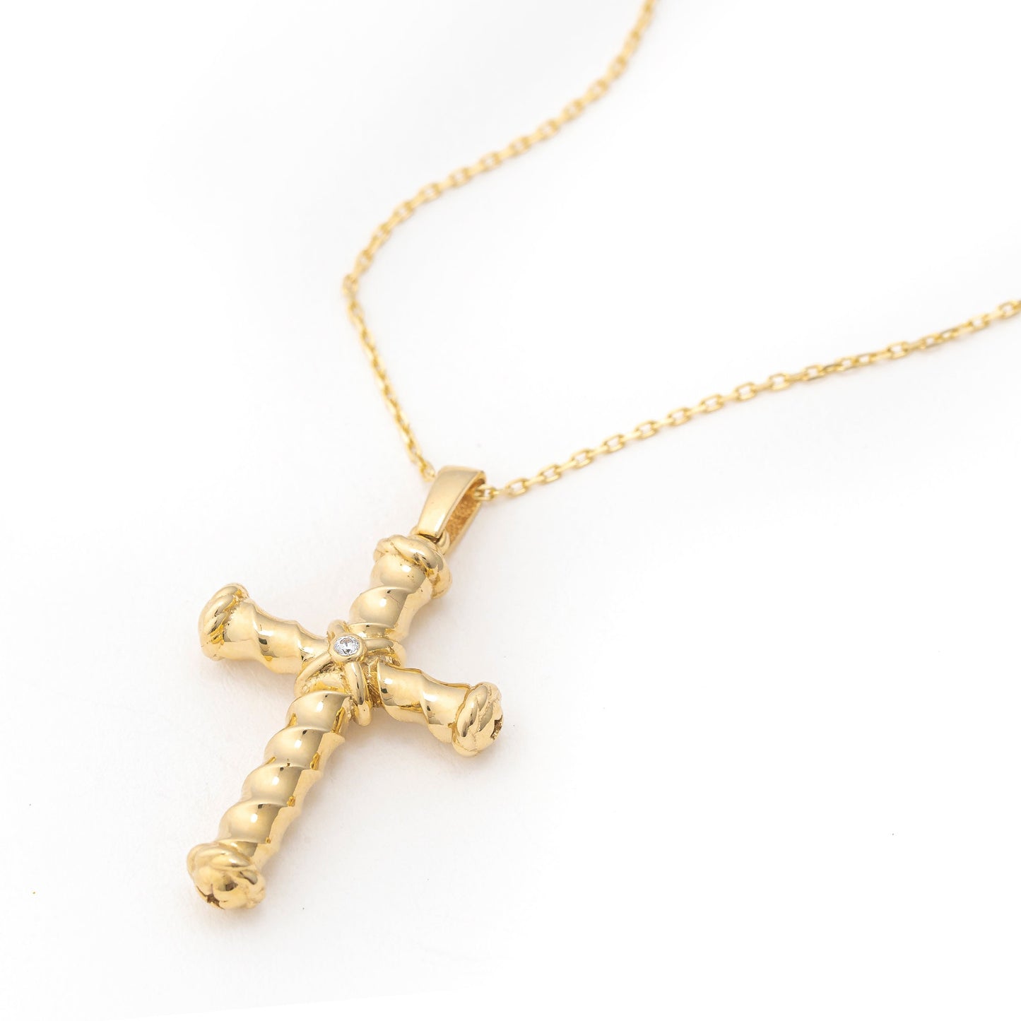 Solid Gold Cross Pendant, Real Gold Premium Cross Necklace, Handmade Fine Jewelry by Selanica