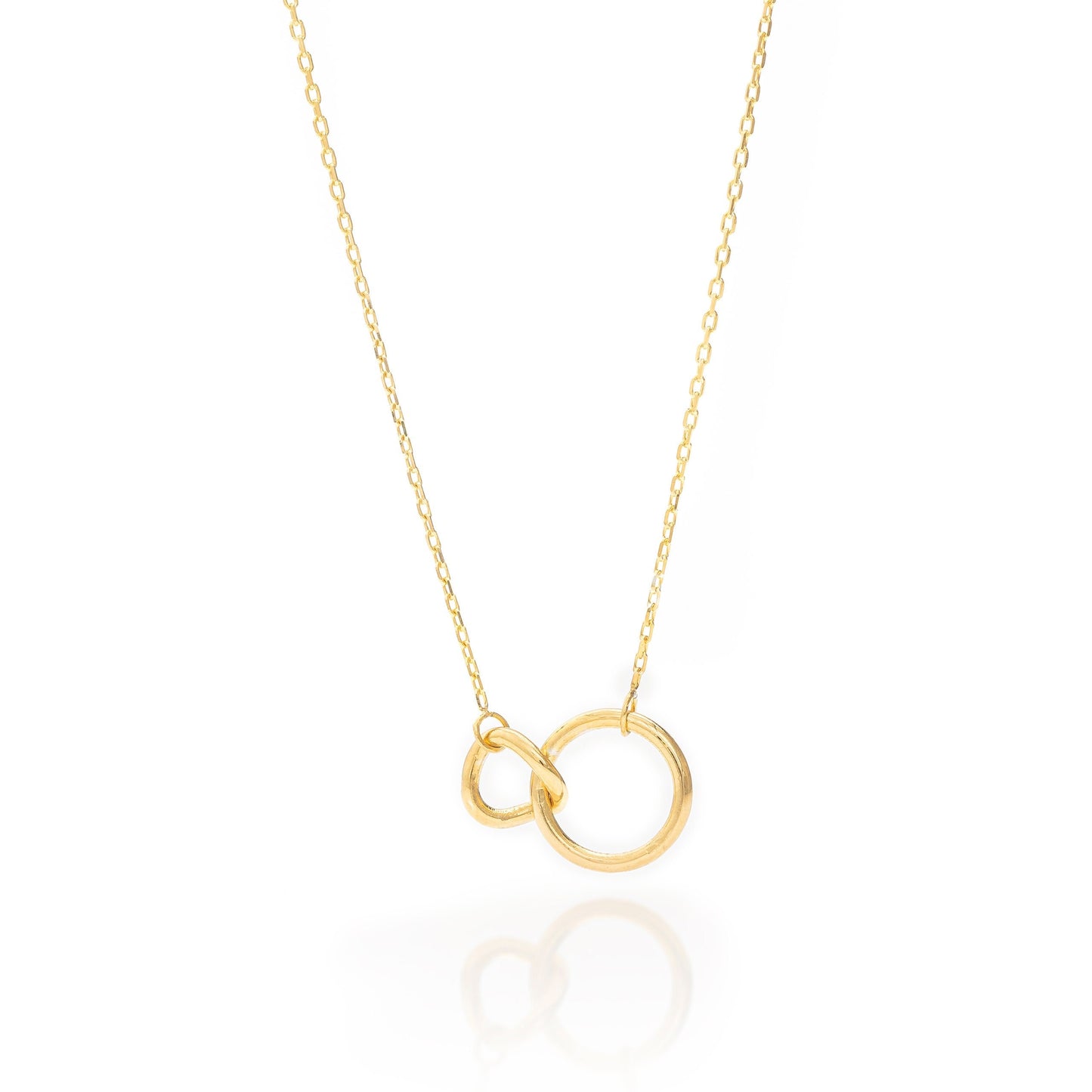 Solid Gold Unity Link Necklace, Interlocking Double Circles, Intertwined Infinity Necklace, Handmade Fine Jewelry by Selanica