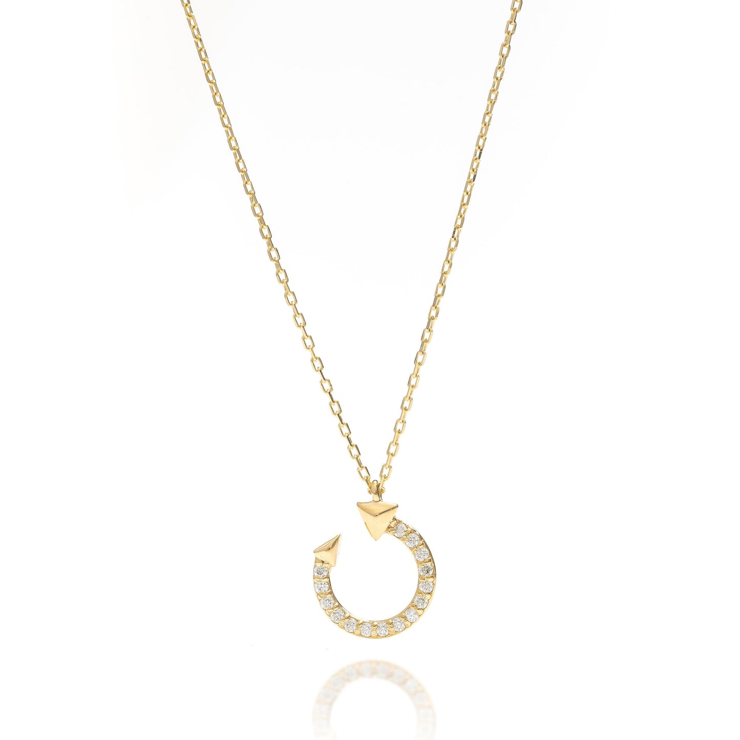 Solid Gold Open Circle Necklace, Real Gold Premium Nail Necklace, Handmade Fine Jewelry by Selanica