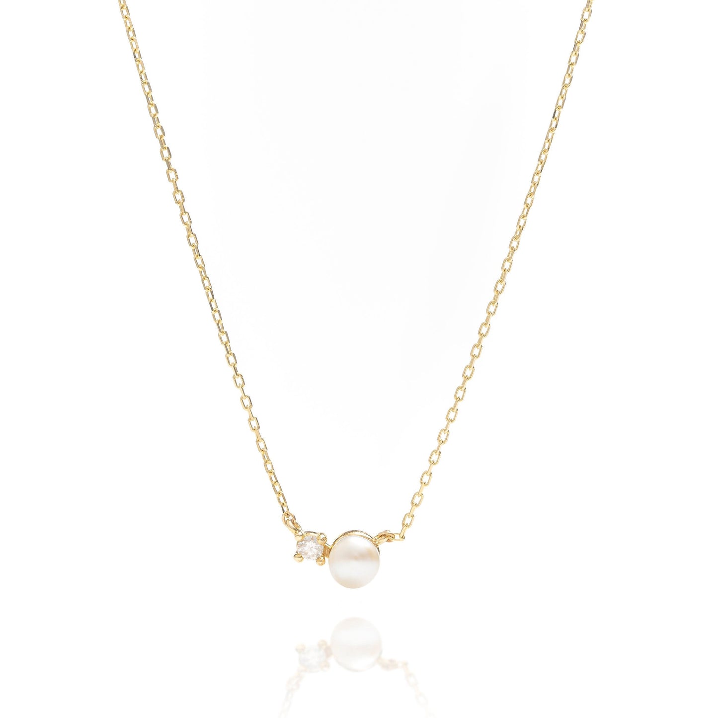 Solid Gold Natural Pearl Necklace, Real Gold Dainty Pearl Necklace, Premium Pearl Necklace For Her, Handmade Fine Jewelry by Selanica