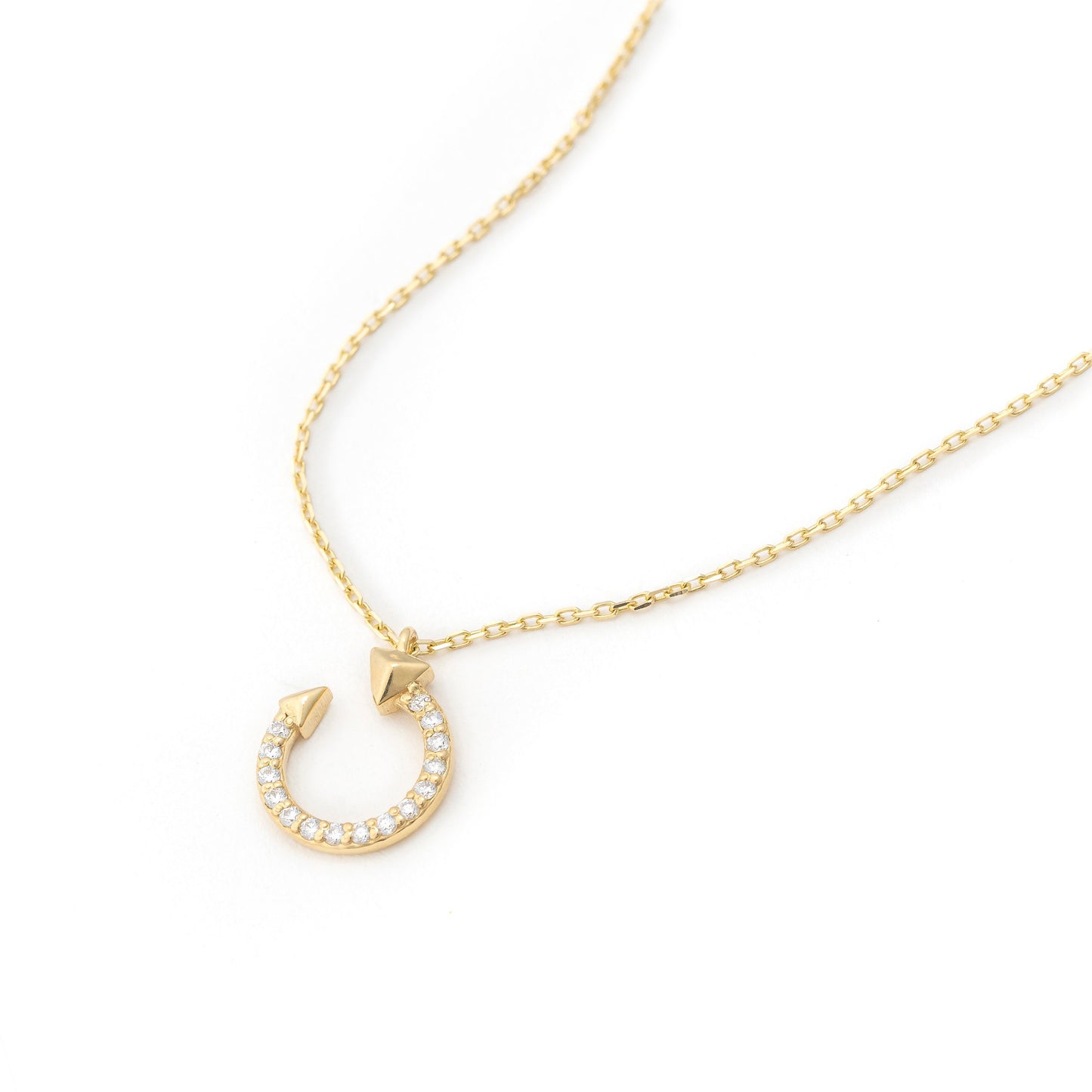 Solid Gold Open Circle Necklace, Real Gold Premium Nail Necklace, Handmade Fine Jewelry by Selanica