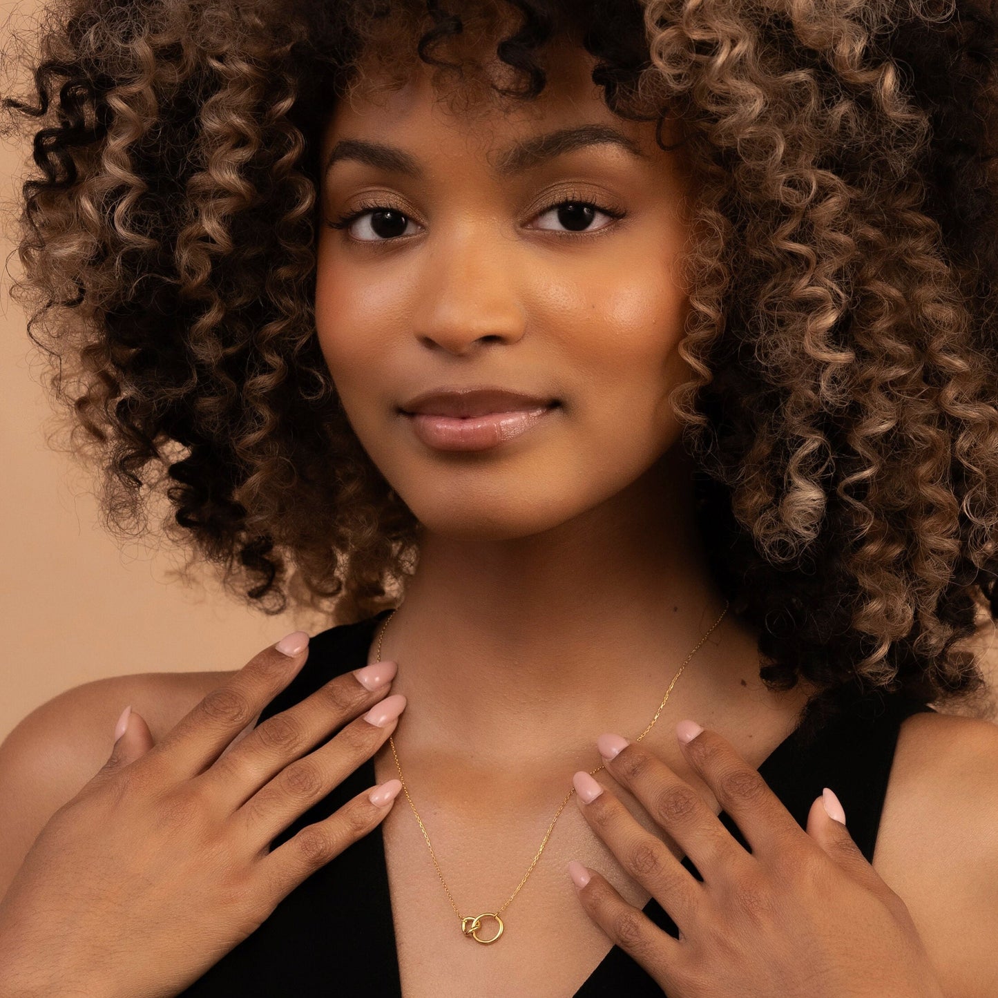 Solid Gold Unity Link Necklace, Interlocking Double Circles, Intertwined Infinity Necklace, Handmade Fine Jewelry by Selanica