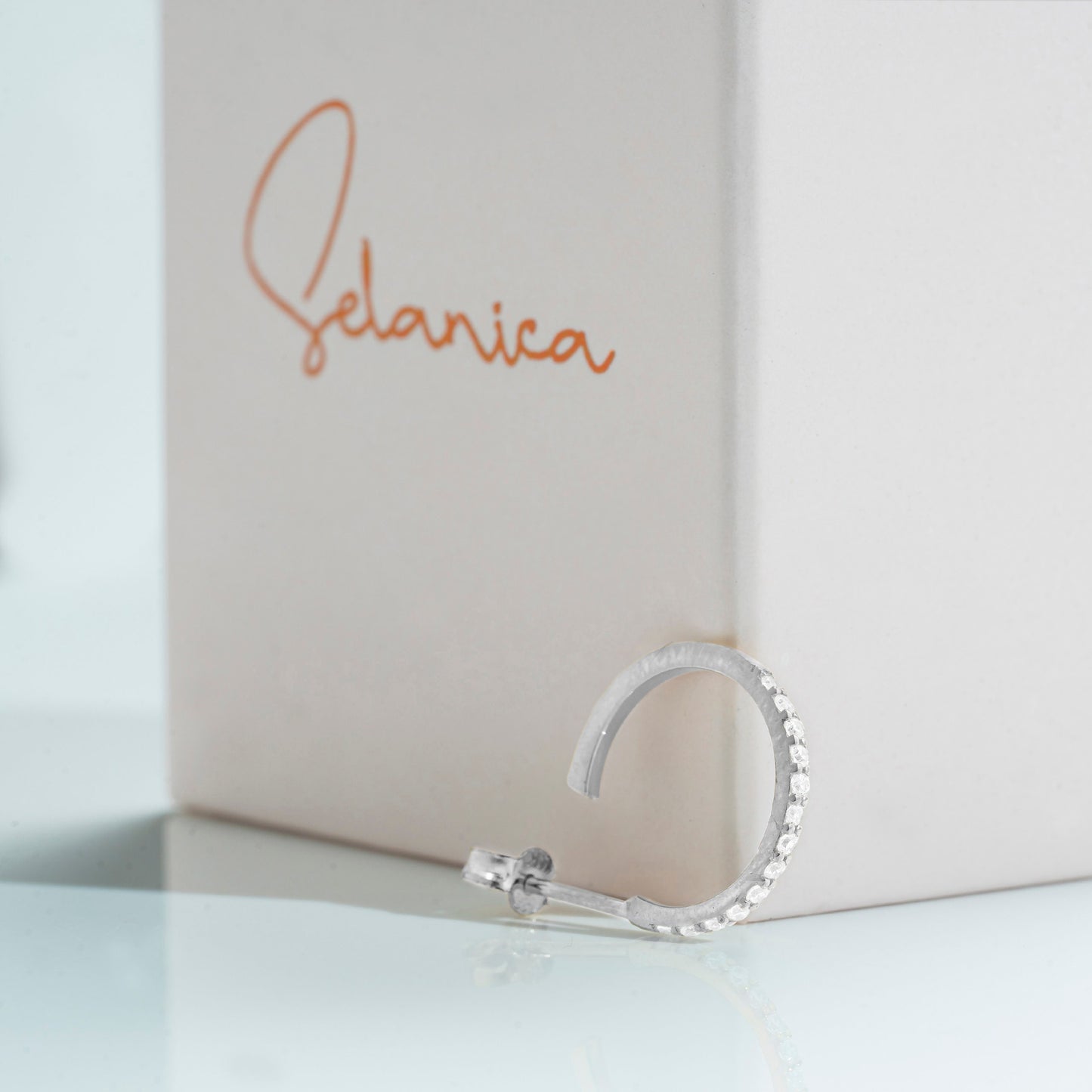 Solid Gold Dainty Circle Earrings, Real Gold 15.3 mm Round Pair of Studs, Handmade Premium Fine Jewelry By Selanica