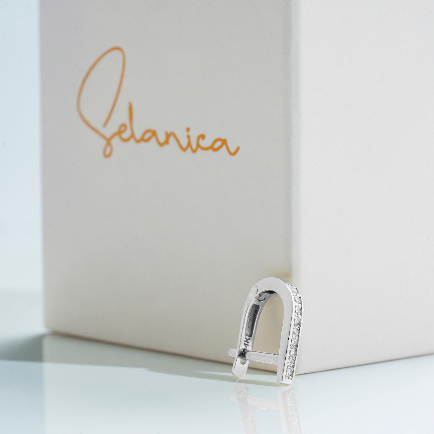 Solid Gold Dainty Pave Setting Hoop Earrings, Real Gold Premium Lightweight and Sturdy Hoops For Her, Handmade Fine Jewelry By Selanica