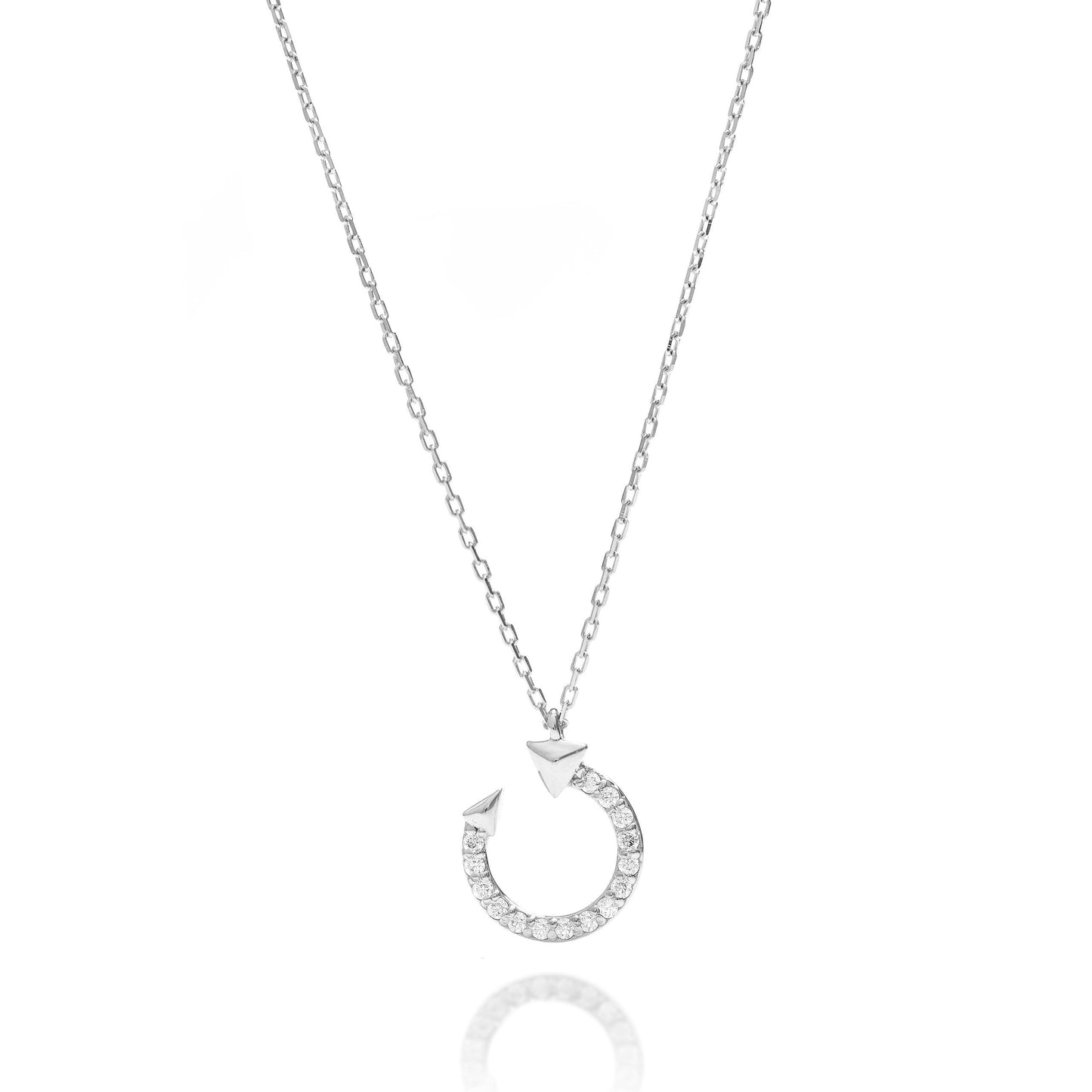 Solid Gold Open Circle Necklace, Real Gold Premium Nail Necklace, Handmade Fine Jewelry by Selanica