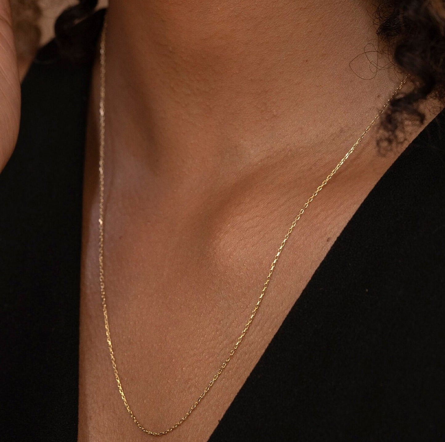 Solid Gold Diamond Cut Chain, Real Gold Dainty Chain, Premium Handmade Fine Jewelry by Selanica
