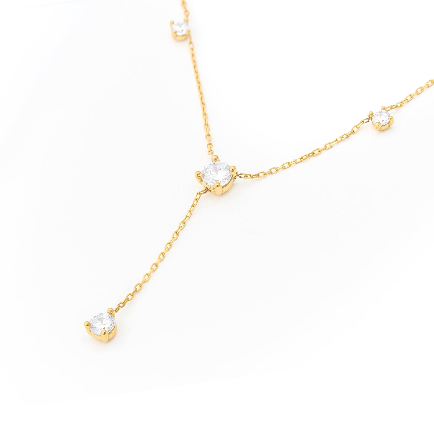 Solid Gold Lariat Necklace, Real Gold Premium Y Necklace, Handmade Fine Jewelry by Selanica