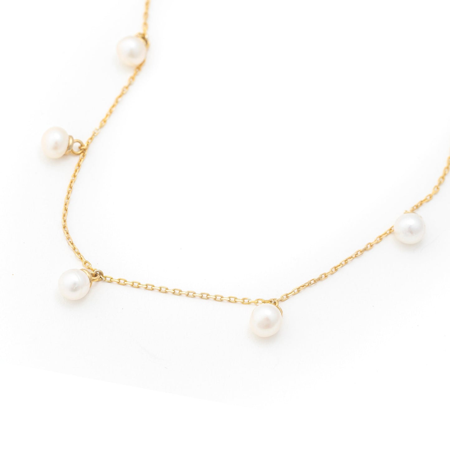 Solid Gold Natural Pearl Necklace, Real Gold Premium Pearl Necklace, Handmade Fine Jewelry by Selanica