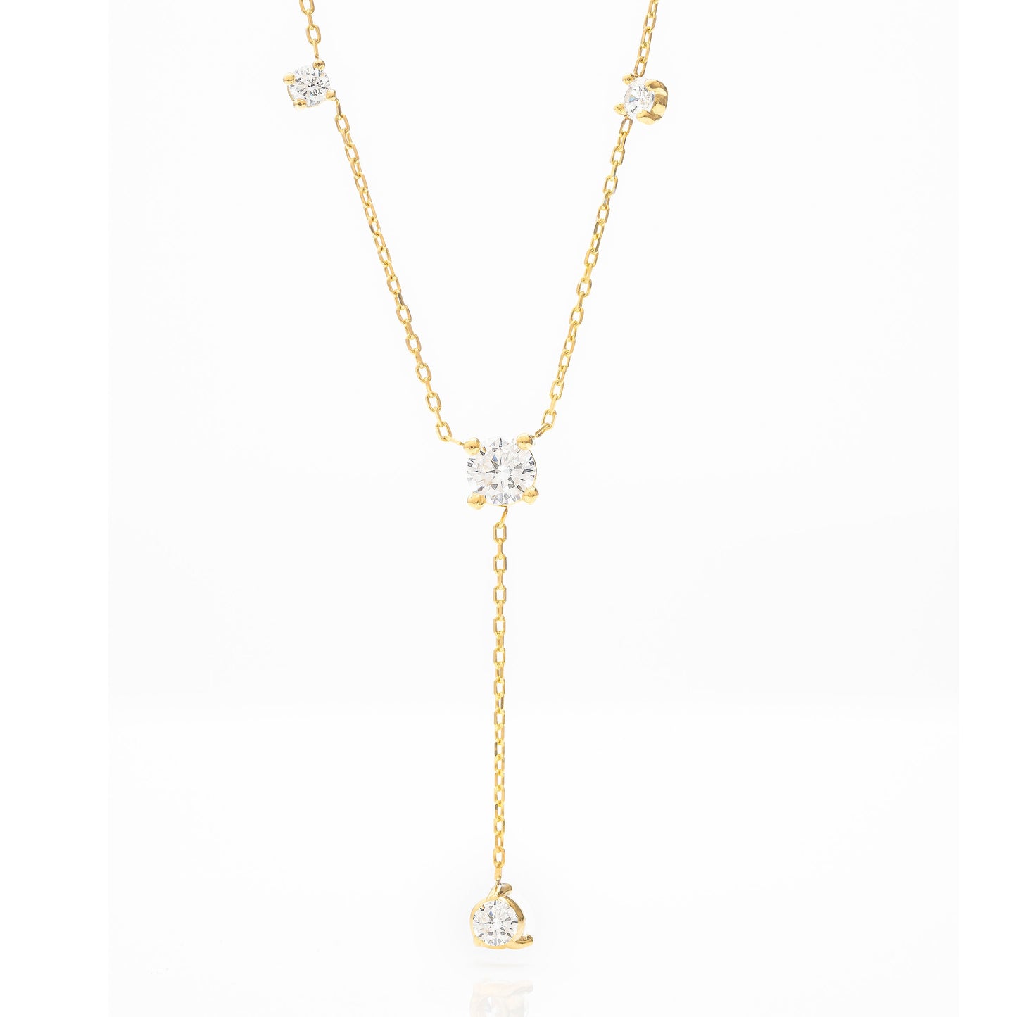 Solid Gold Lariat Necklace, Real Gold Premium Y Necklace, Handmade Fine Jewelry by Selanica