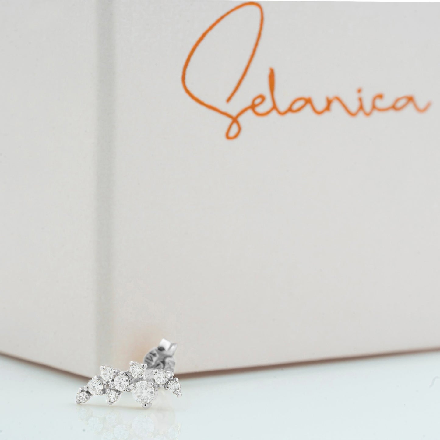 Solid Gold Dainty Cluster Earrings, Real Gold Premium Moissanite Pair of Earrings, Unique Design For Her, Handmade Fine Jewelry By Selanica