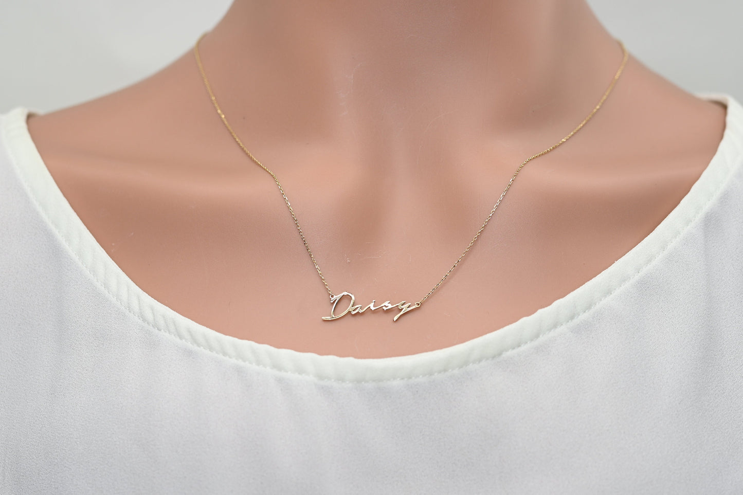 Solid Gold Name Necklace / Real Gold Dainty Custom Name Necklace / Handmade Personalized Jewelry By Selanica