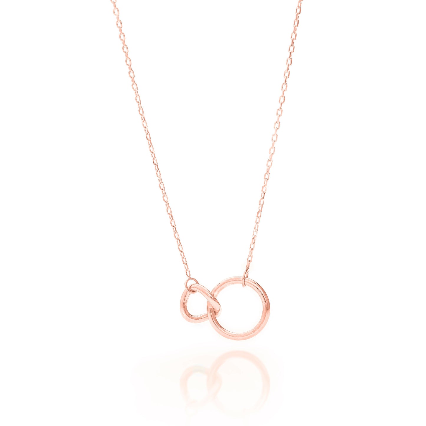 Solid Gold Unity Link Necklace, Interlocking Double Circles, Intertwined Infinity Necklace, Handmade Fine Jewelry by Selanica