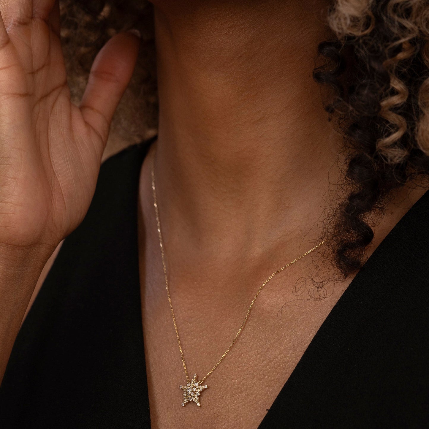 Solid Gold Starfish Necklace, Real Gold Unique Design Premium Necklace, Handmade Fine Jewelry by Selanica