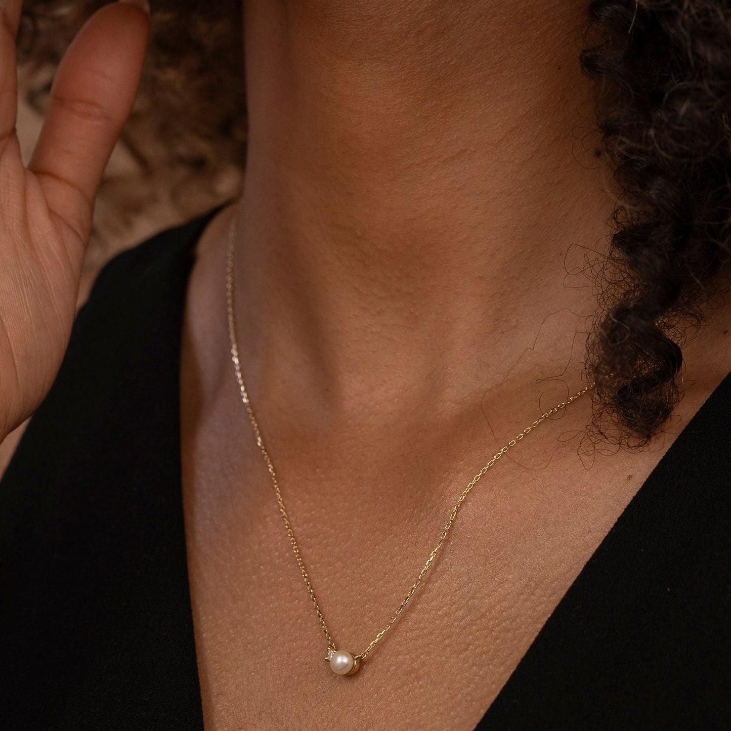 Solid Gold Natural Pearl Necklace, Real Gold Dainty Pearl Necklace, Premium Pearl Necklace For Her, Handmade Fine Jewelry by Selanica