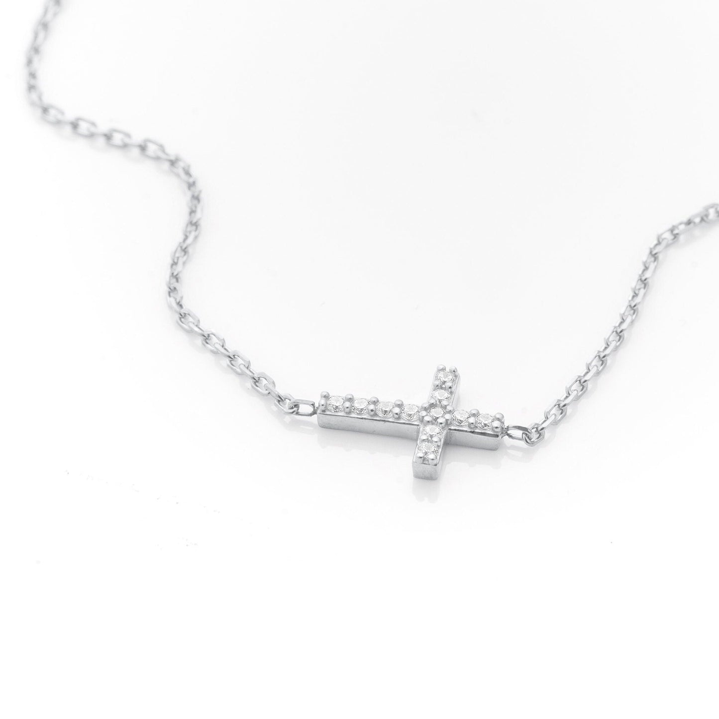 Solid Gold Cross Bracelet, Real Gold Premium Cross Bracelet For Her, Handmade Fine Jewelry by Selanica