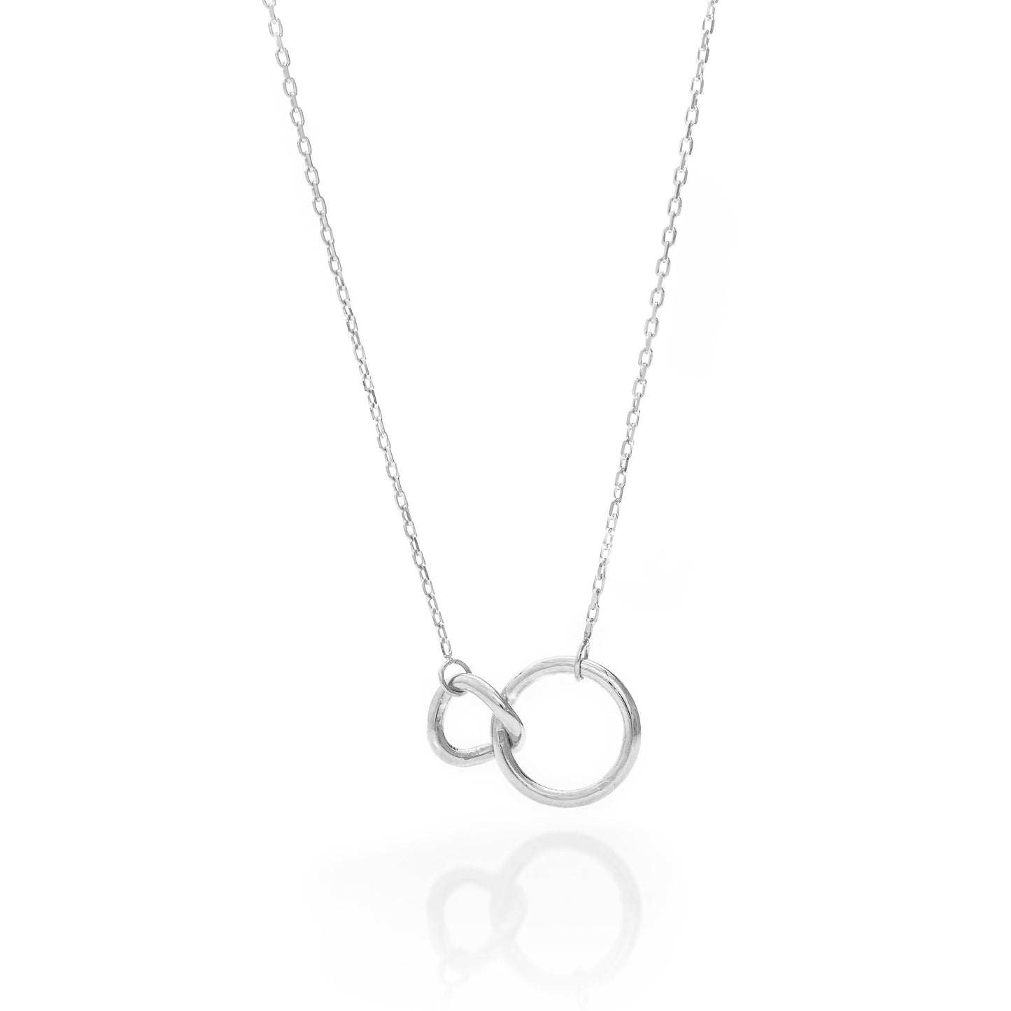 Solid Gold Unity Link Necklace, Interlocking Double Circles, Intertwined Infinity Necklace, Handmade Fine Jewelry by Selanica