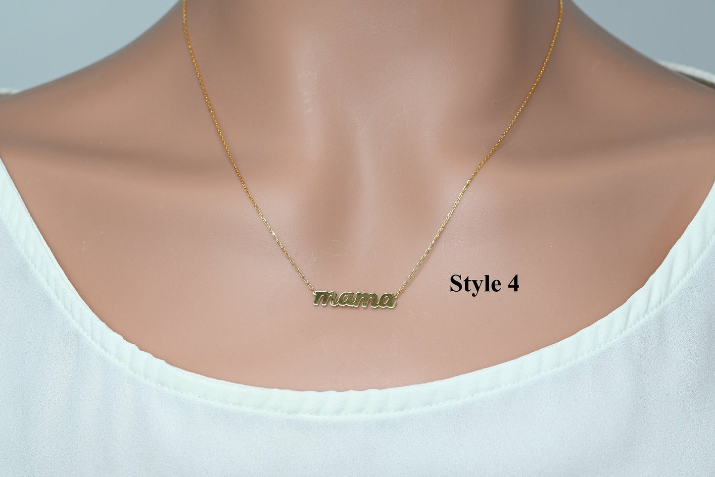 Solid Gold MAMA Necklace / Real Gold Dainty Mama Necklace / Handmade Necklace For Mom / Mothers Day Gift By Selanica