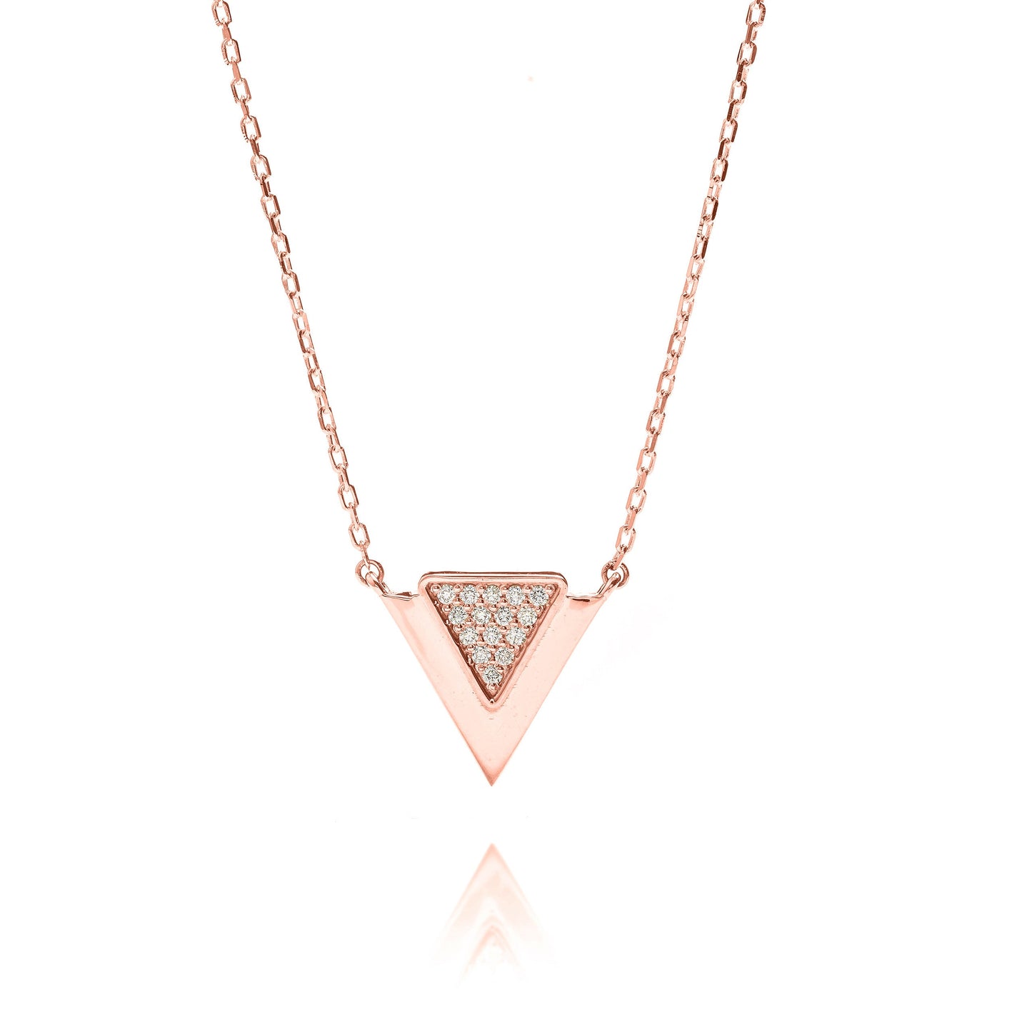 Solid Gold Triangle Necklace, Real Gold Trigon Necklace, Premium V Necklace, Handmade Fine Jewelry by Selanica