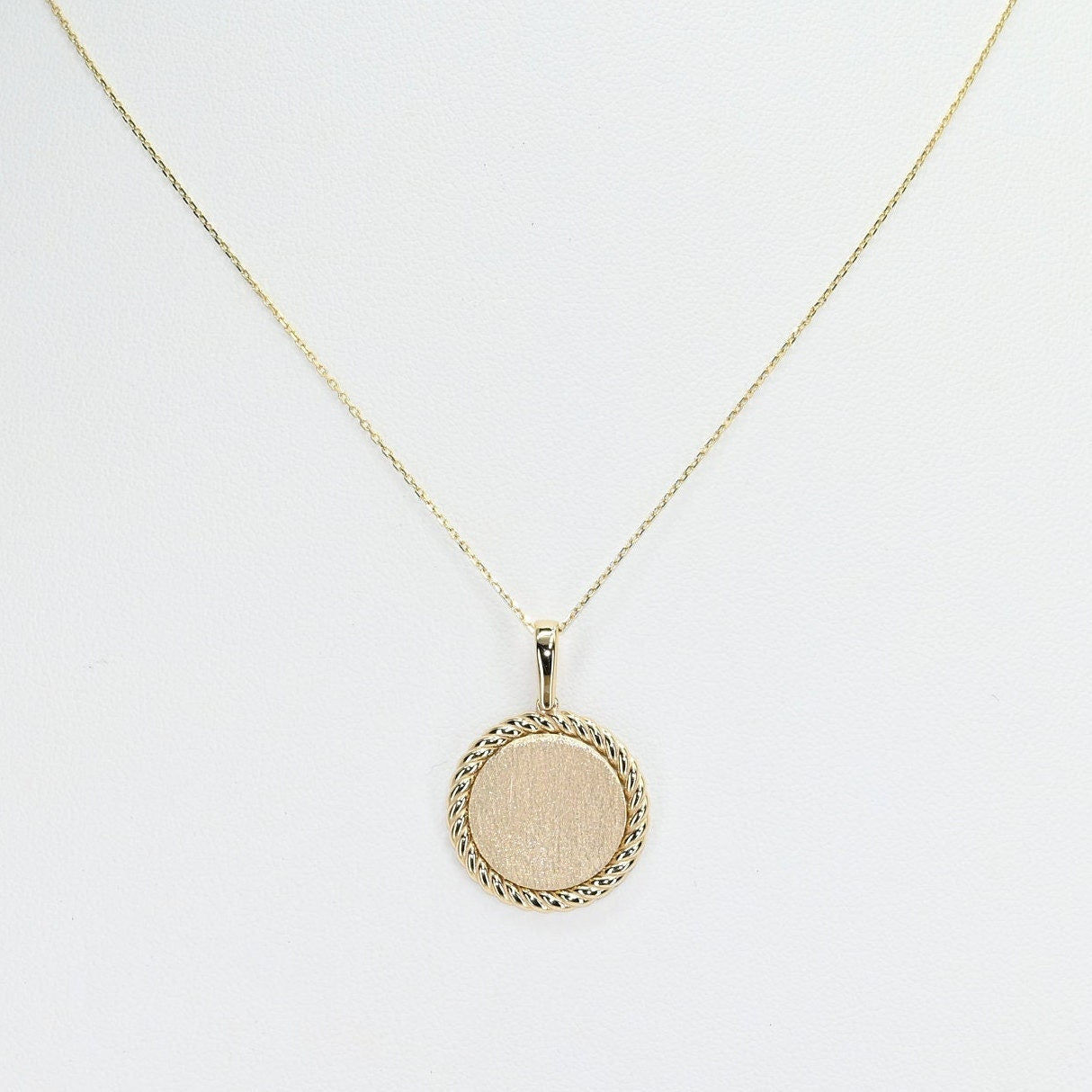 Solid Gold Engravable Disc Charm, Real Gold Premium Disc Pendant, Premium Charm Necklace, Handmade Fine Jewelry by Selanica