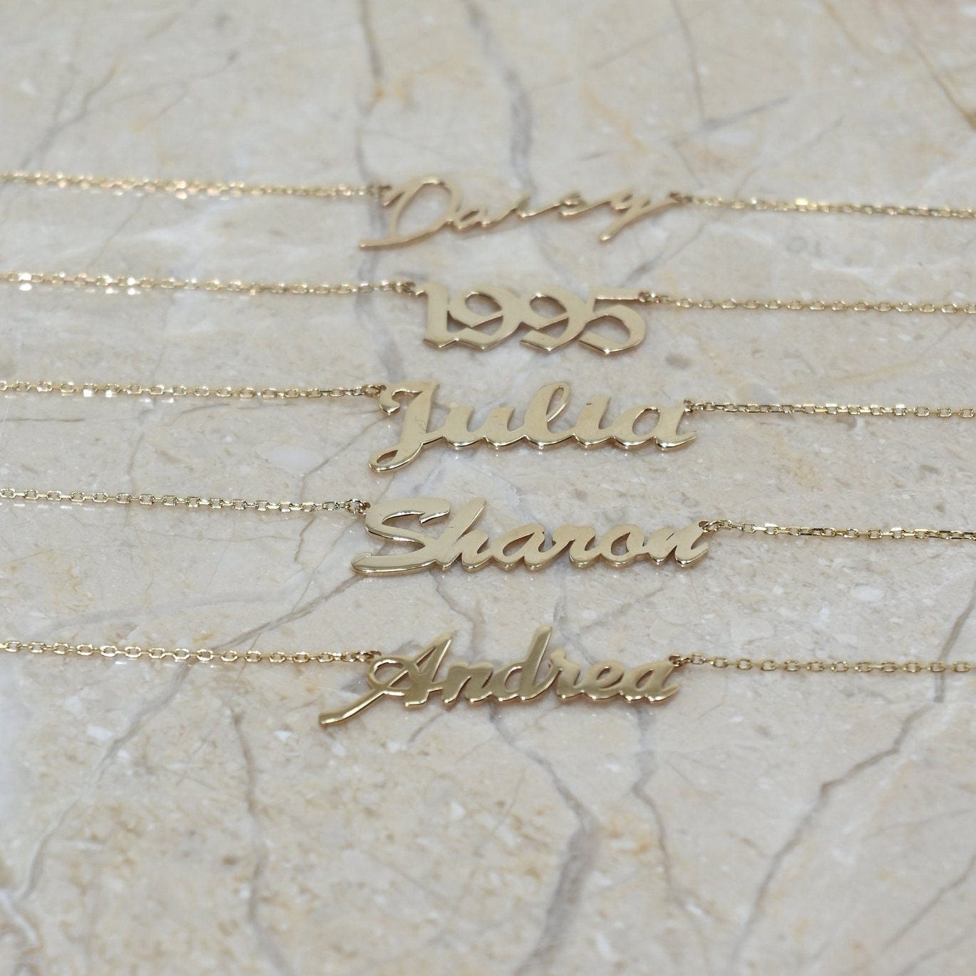Solid Gold Name Necklace / Real Gold Dainty Custom Name Necklace / Handmade Personalized Jewelry By Selanica