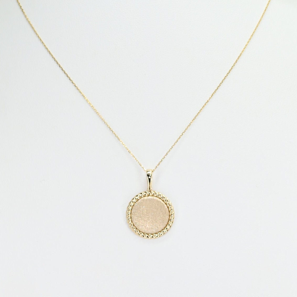 Solid Gold Engravable Disc Charm, Real Gold Premium Disc Pendant, Premium Charm Necklace, Handmade Fine Jewelry by Selanica