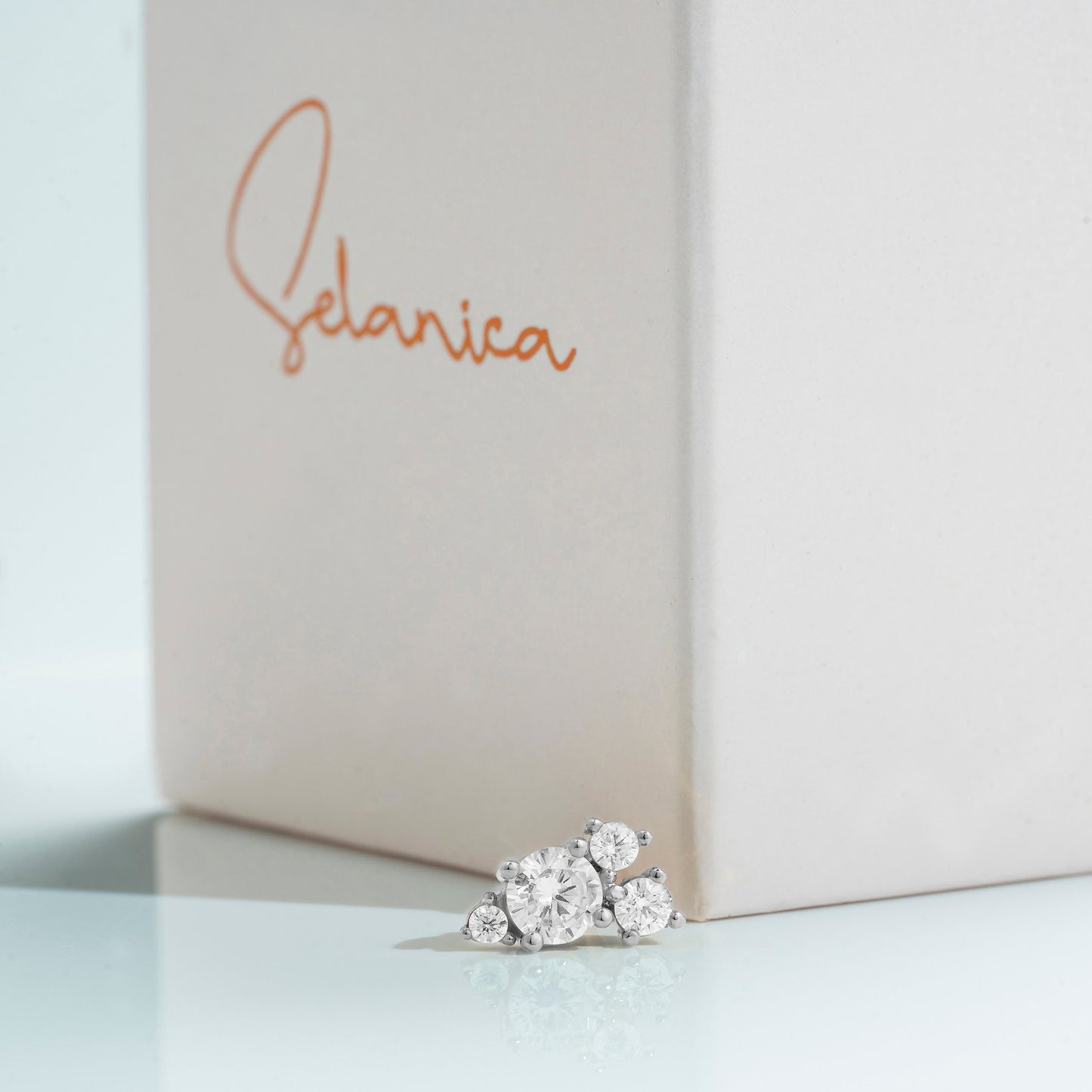Solid Gold Cluster Earrings, Real Gold Premium Pair of Earrings, Unique Design For Her, Handmade Fine Jewelry By Selanica