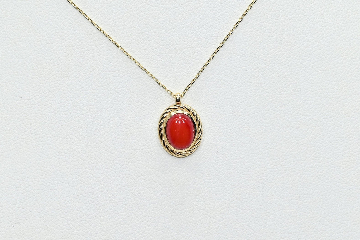 Solid Rose Gold Coral Retro Necklace, Real Gold Natural Coral Charm, Premium Pendant For Her, Handmade Fine Jewelry by Selanica