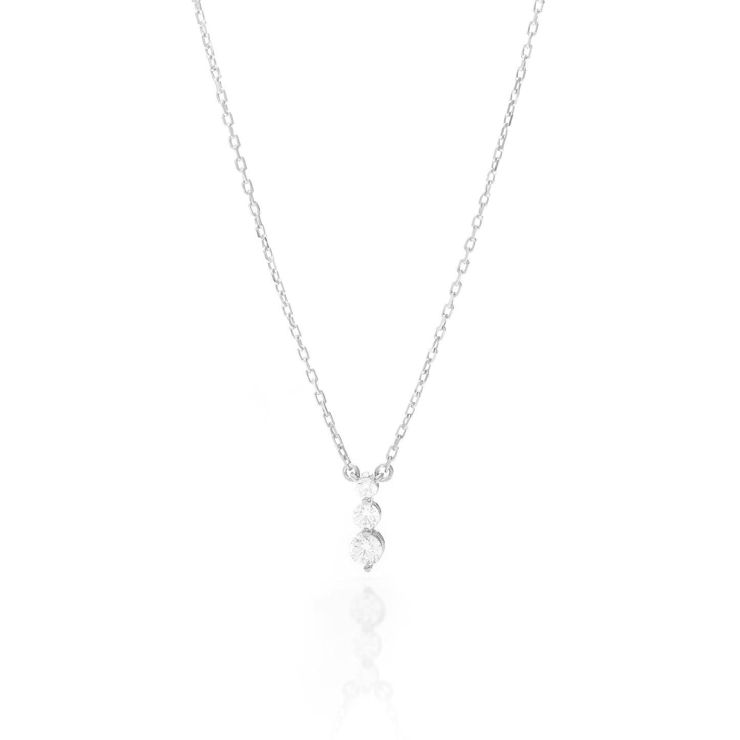 Solid Gold Dainty Three Stone Necklace, Real Gold Dainty Drop Necklace, Premium Necklace For Her, Handmade Fine Jewelry by Selanica