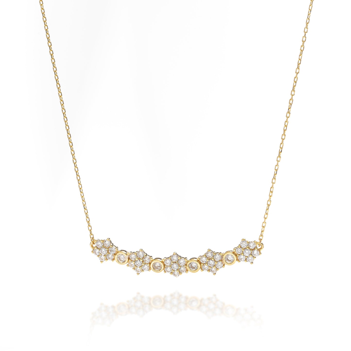 Solid Gold Floral Design Necklace, Real Gold Cluster Pendant, Premium Necklace For Her, Handmade Fine Jewelry by Selanica