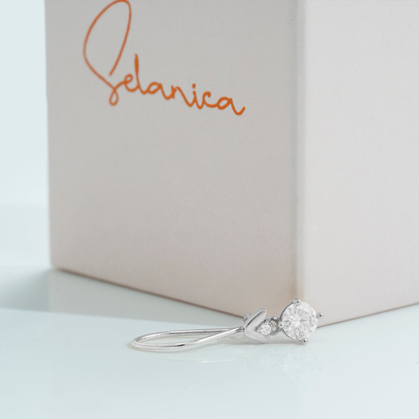 Solid Gold Dainty Drop Earrings, Real Gold Pair of Premium Earrings For Her, Handmade Fine Jewelry By Selanica