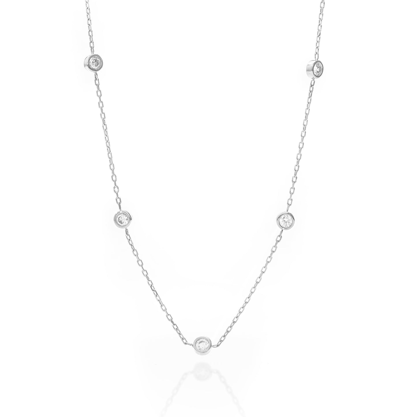 Solid Gold Dainty Bezel Necklace, Real Gold Dainty Chain Necklace, Premium Bezel Necklace For Her, Handmade Fine Jewelry by Selanica
