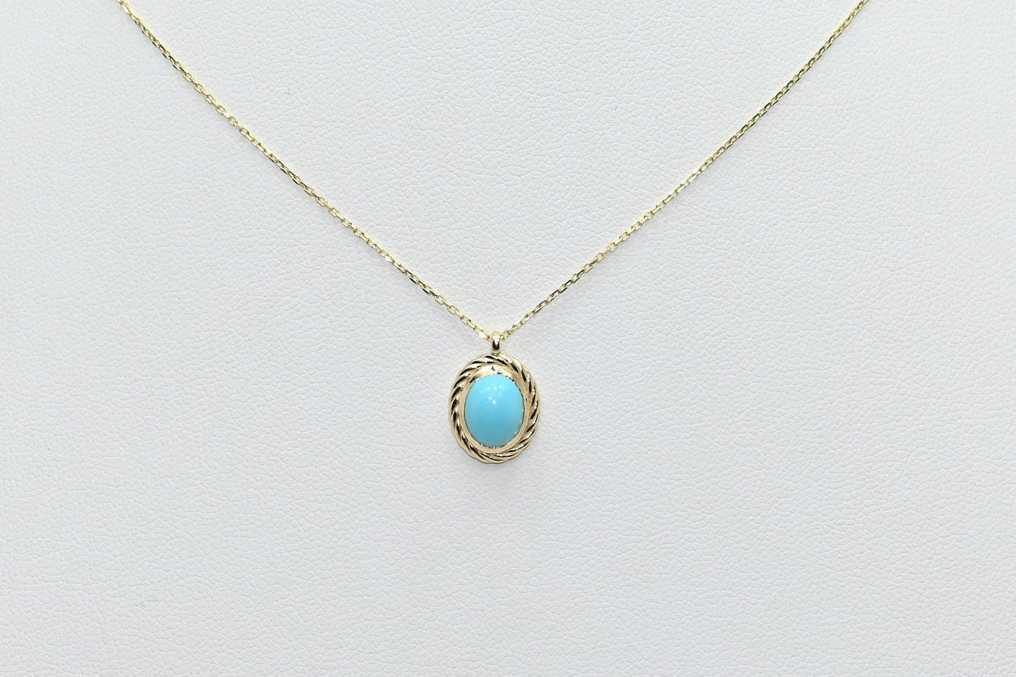 Solid Gold 14k Turquoise Necklace, Retro Pendant, Real Gold Natural Turquoise Charm For Her, Handmade Fine Jewelry by Selanica