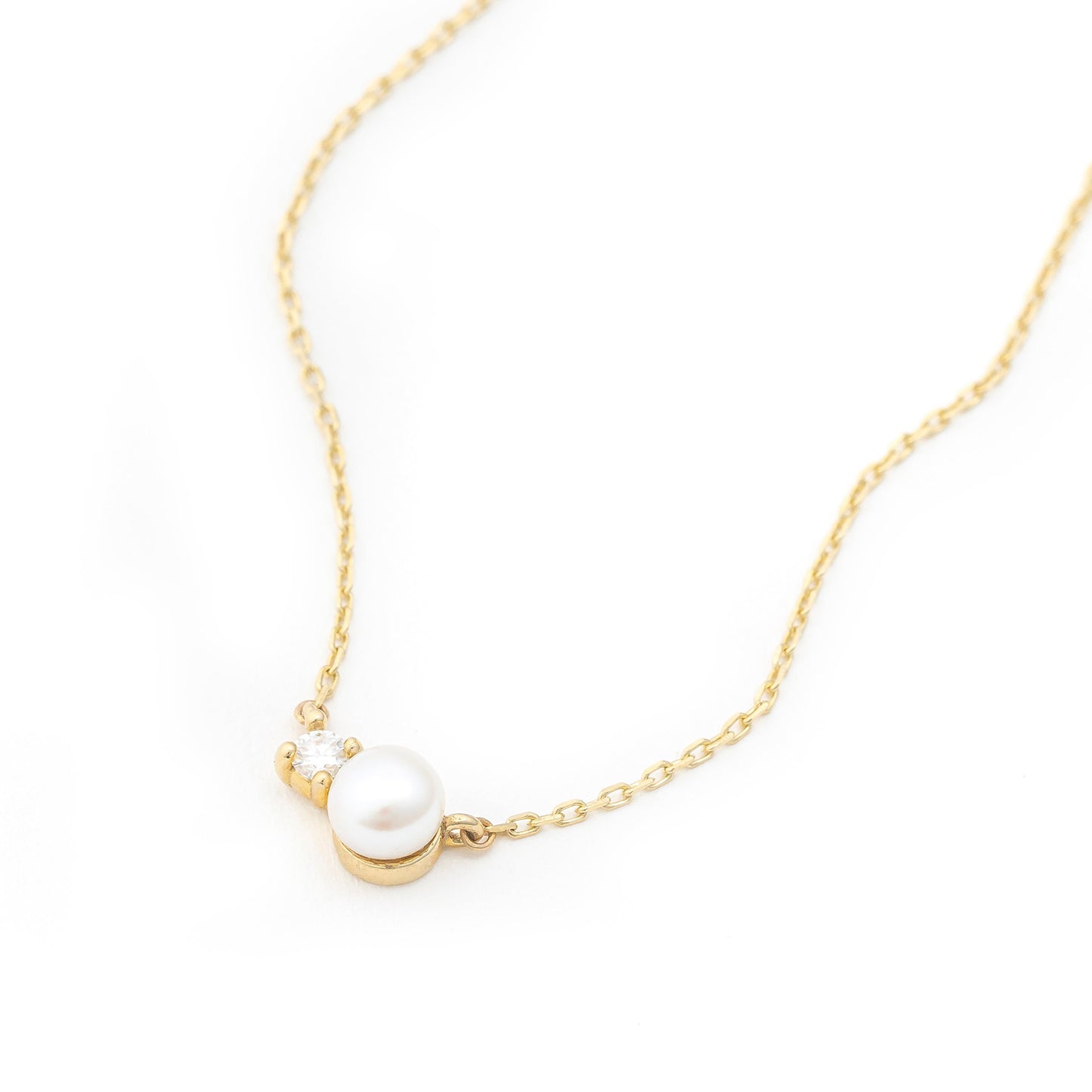 Solid Gold Natural Pearl Necklace, Real Gold Dainty Pearl Necklace, Premium Pearl Necklace For Her, Handmade Fine Jewelry by Selanica