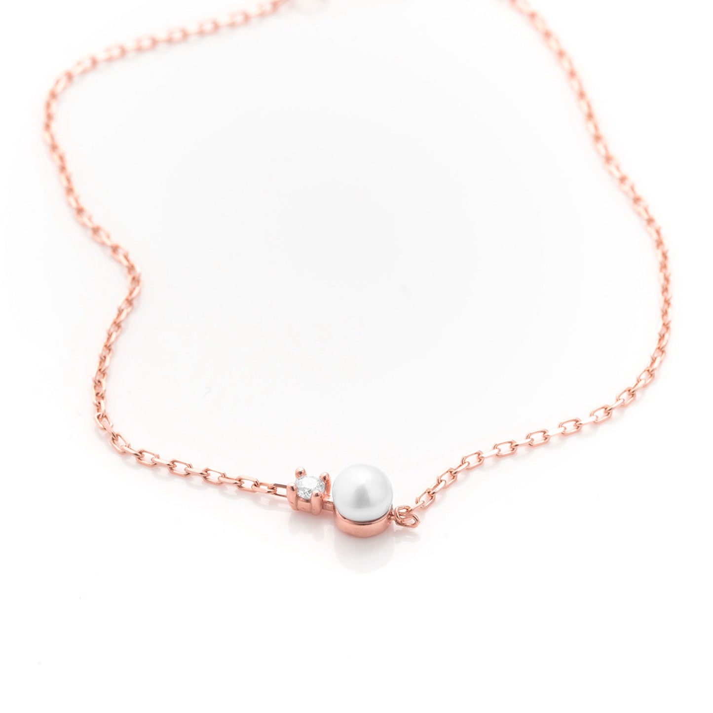 Solid Gold Natural Pearl Bracelet, Dainty Chain Bracelet, Real Gold Premium Bracelet For Her, Handmade Fine Jewelry by Selanica