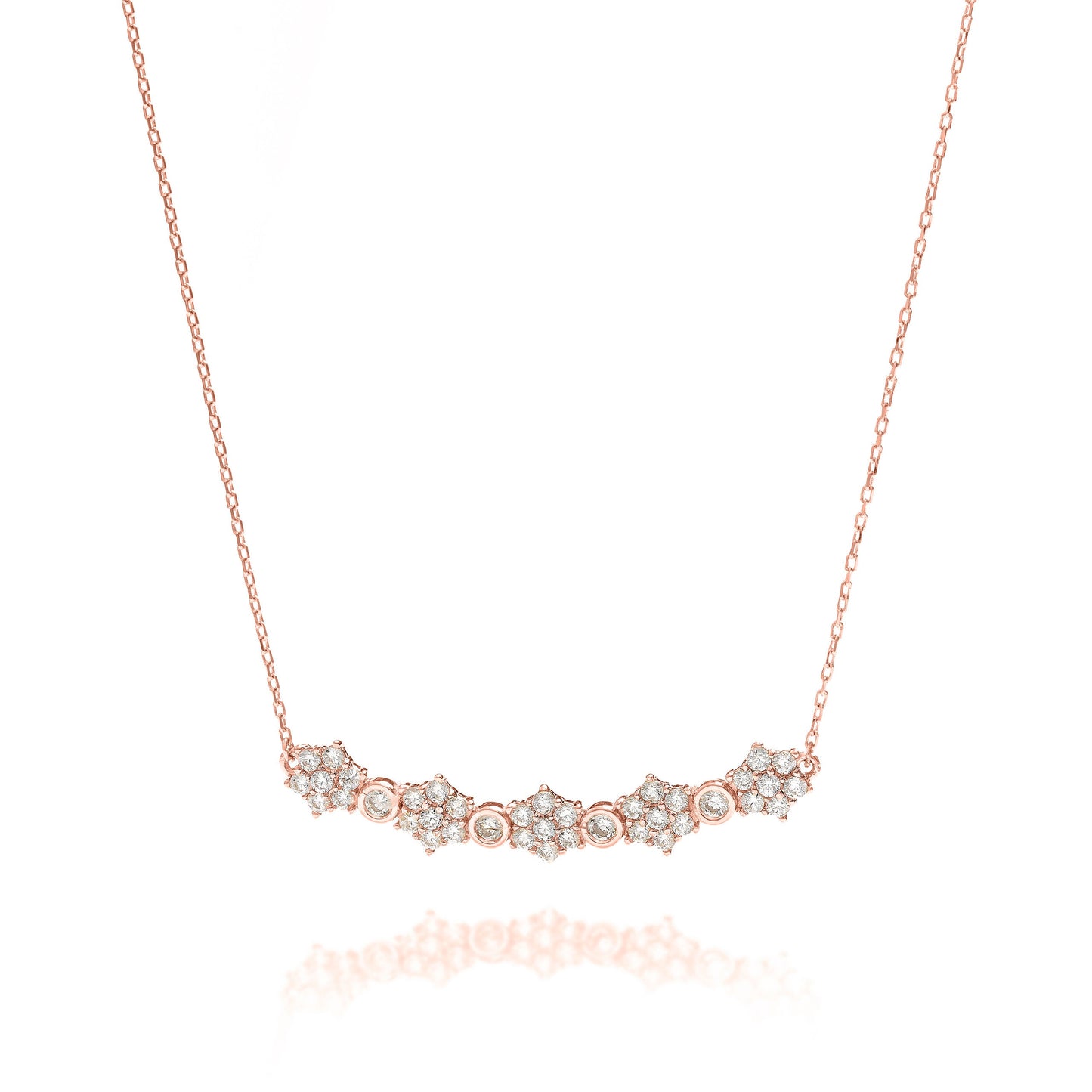 Solid Gold Floral Design Necklace, Real Gold Cluster Pendant, Premium Necklace For Her, Handmade Fine Jewelry by Selanica