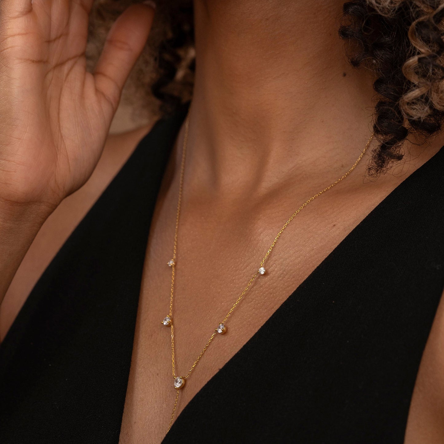 Solid Gold Lariat Necklace, Real Gold Dainty Y Necklace, Premium Lariat Necklace For Her, Handmade Fine Jewelry by Selanica