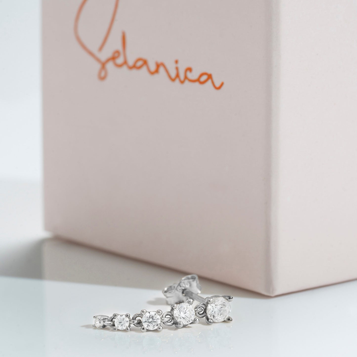 Solid Gold Dainty Cluster Earrings, Real Gold Premium Moissanite Pair of Earrings, Unique Design For Her, Handmade Fine Jewelry By Selanica