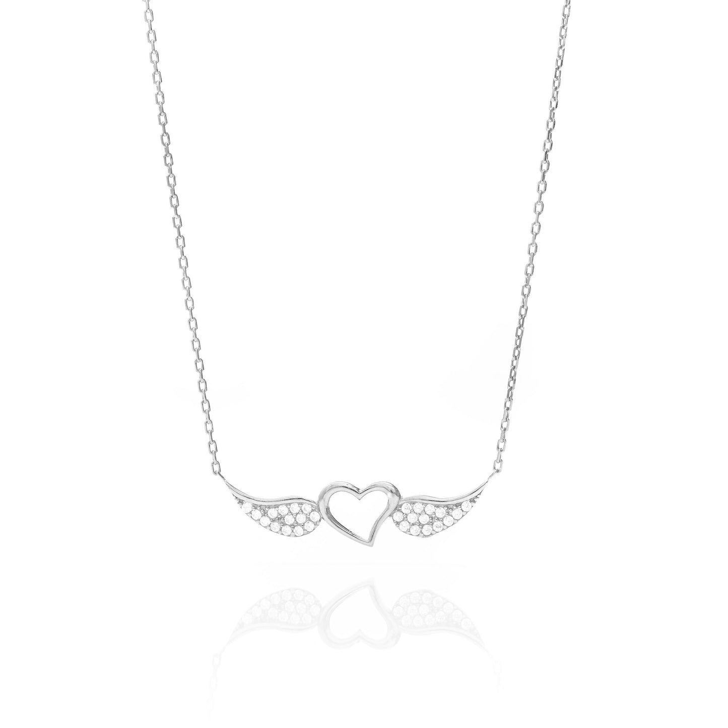 Solid Gold Angel Wings Necklace, Real Gold Love Pendant, Handmade Fine Jewelry by Selanica