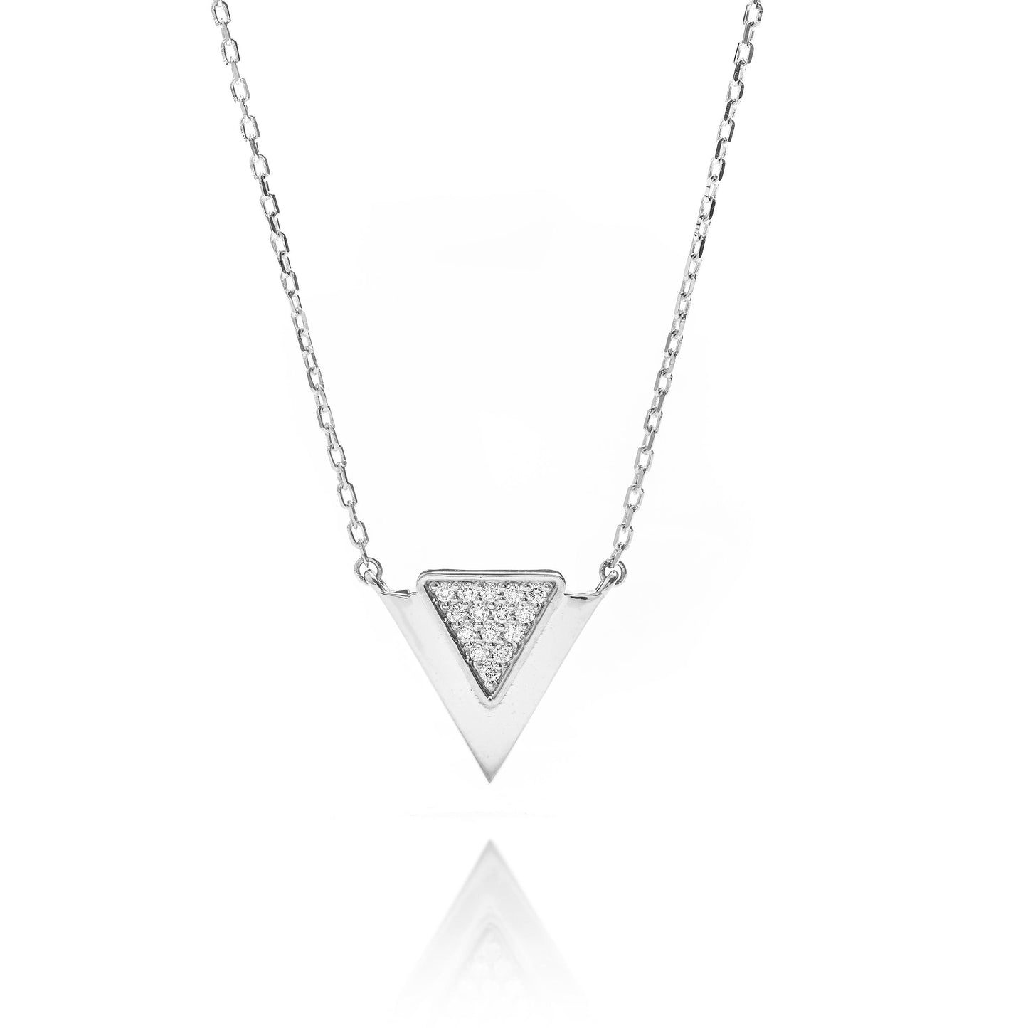 Solid Gold Triangle Necklace, Real Gold Trigon Necklace, Premium V Necklace, Handmade Fine Jewelry by Selanica