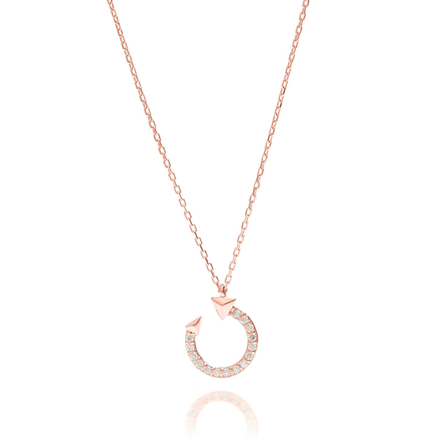 Solid Gold Open Circle Necklace, Real Gold Premium Nail Necklace, Handmade Fine Jewelry by Selanica